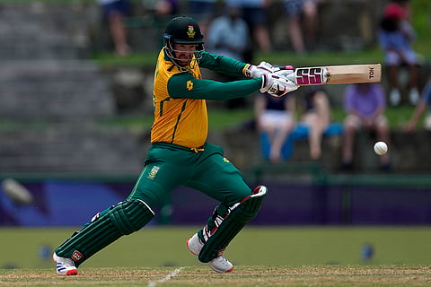 Heinrich Klaasen plays a shot against USA